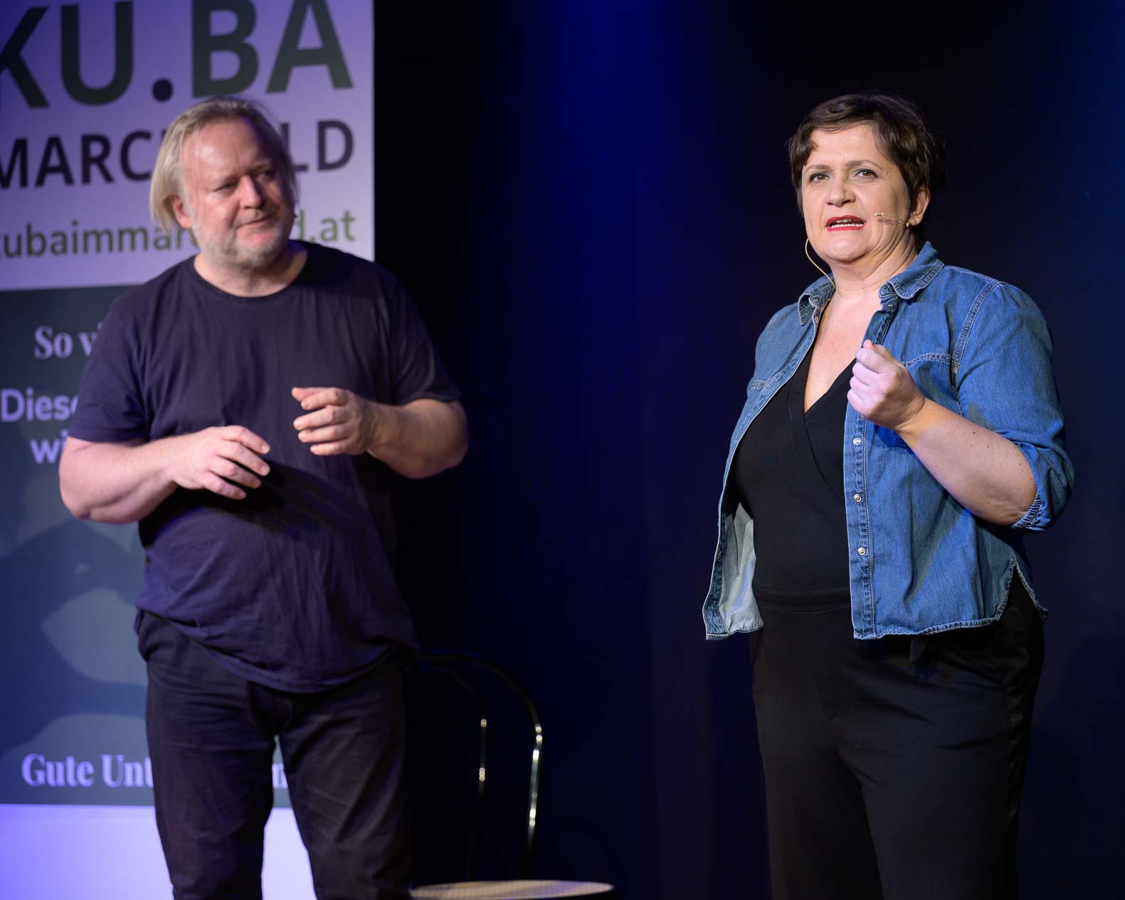 Magda Leeb mit Gregor Seberg auf der KU.BA Bühne Magda Leeb mit Gregor Seberg auf der KU.BA Bühne